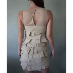 NWT  Robert Rodriguez Mesh Paneled Taffeta Ruffle Tiered Dress Women's 2